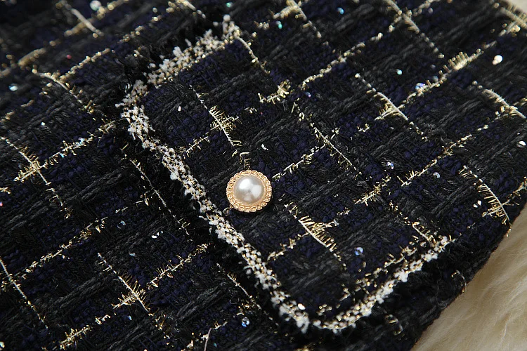 

European and American women's wear 2020 winter new style Long-sleeved lapel jacket skirts fashion sequined tweed suit