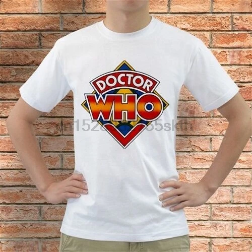Белая хлопковая футболка с короткими рукавами Doctor Who DW2 | Мужская одежда
