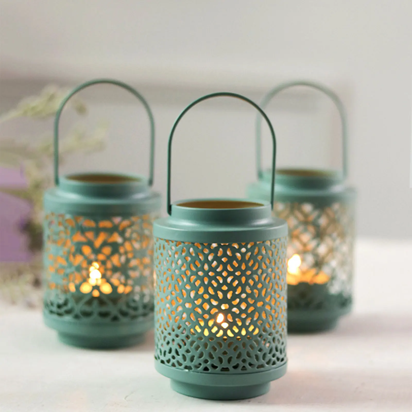 Железный однотонный подсвечник винтажные подсвечники фонарики настольное