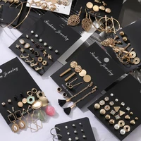 2021 new trendy gold metal stud earrings for women statement imitation pearl geometric circle dangle earrings fashion jewelry