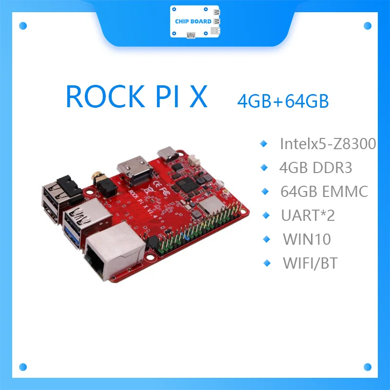ROCK PI X B MODELB Win10 Intel Atom x5-Z8300 board 4G 64G eMMC flash Разъем для карты MicroSD | Компьютеры и офис