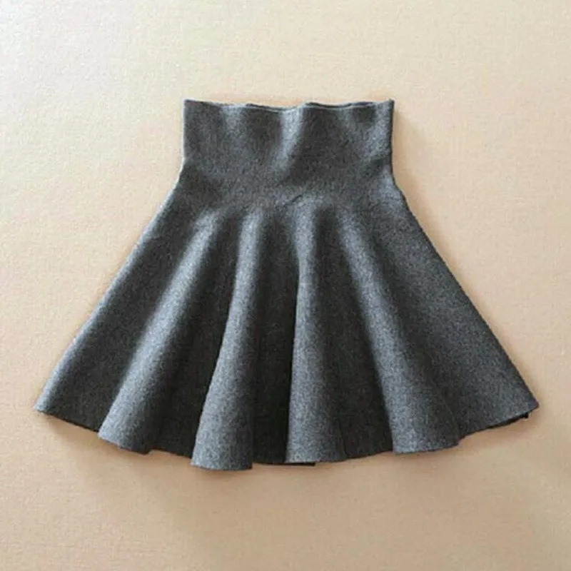 

Spring Autumn Korean Women Skirt Knitting Woolen Midi Skirt Ladies High Waist Casual Pleated Elastic Flared Skirts Womens