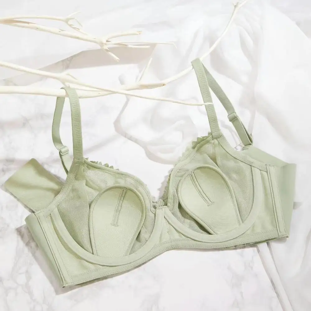 

Ultra-thin lace embroidered bra & briefs set crystal cup bras thin cotton soft ring gather comfortably ladies underwear cozy