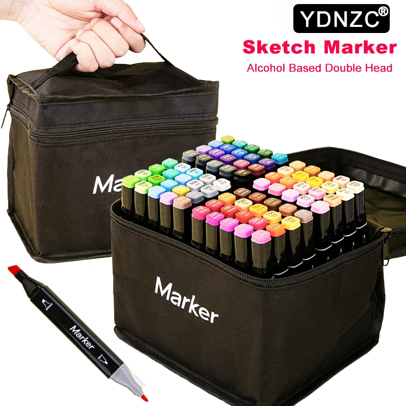 

High Quality 30/40/60/80 Color Markers Manga Drawing Markers Pen Alcohol Based Sketch Felt-Tip Oily Twin Brush Pen Art Supplies