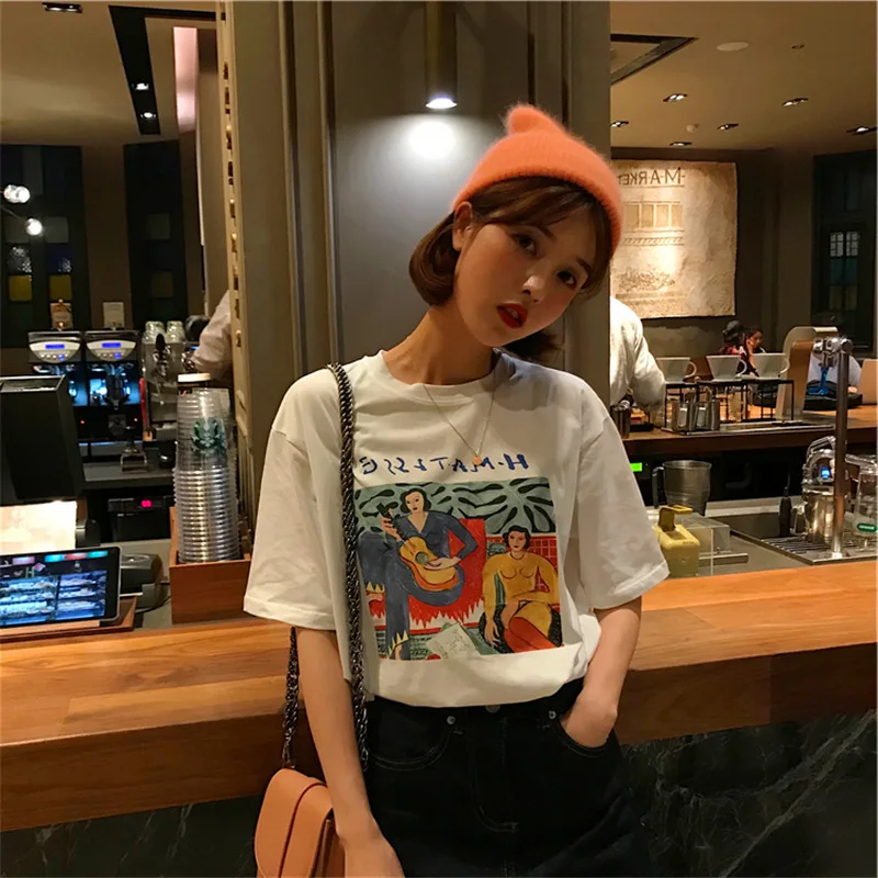 

2021 New Summer Loose White Short-Sleeved T-shirt Female Ins Internet Celebrity Fashion Women's T-shirt Top