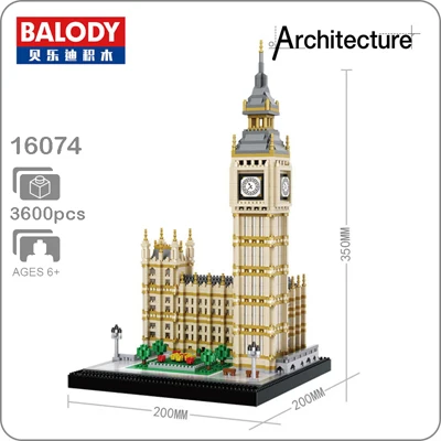 Big Ben Balody архитектура Эйфелева башня белый дом Биг Бен Лувр алмаз 3D Строительные маленькие блоки игрушка здание съезда без коробки - Цвет: Big Ben
