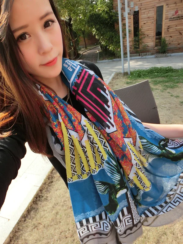 Новый европейский и американский Ветер барокко Тотем Орел хлопок шелковый шарф