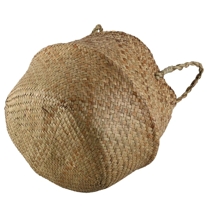 Seagrass плетеная корзина из ротанга Складной Подвесной Цветочный Горшок Кашпо тканая грязная корзина для хранения белья корзина Декор для дома Размер