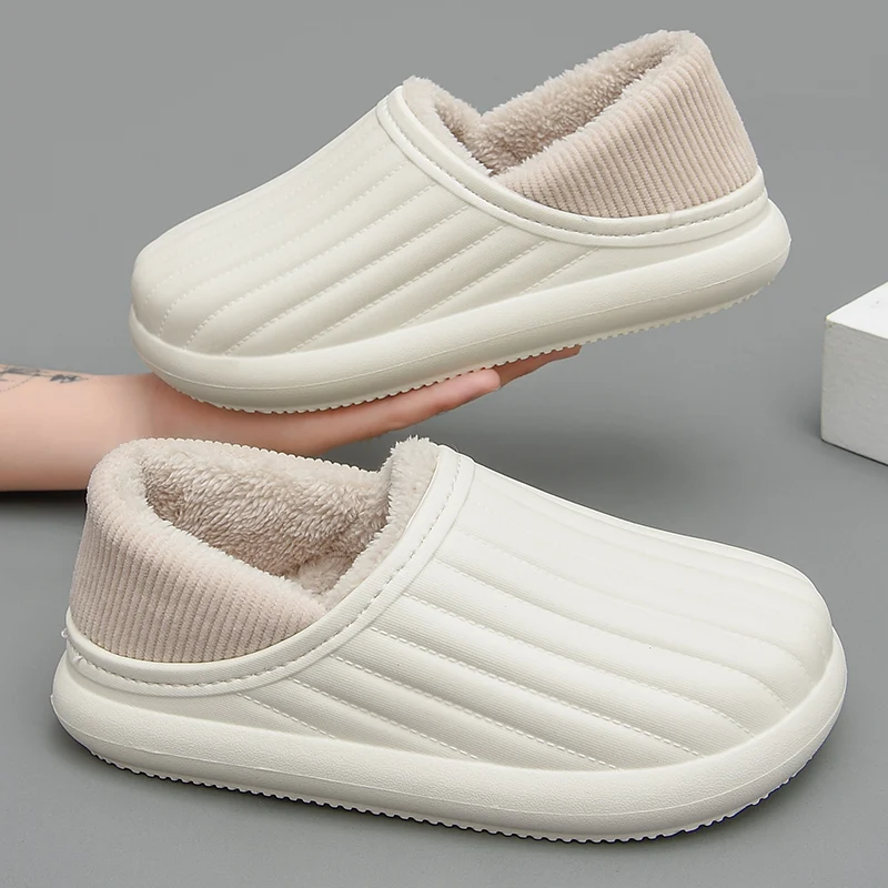 

New Winter Slippers Warm Men Shoes Waterproof Women Couples Non-Slip Plush Cotton Indoor Outdoor Cozy Home Autumn Thick Heel