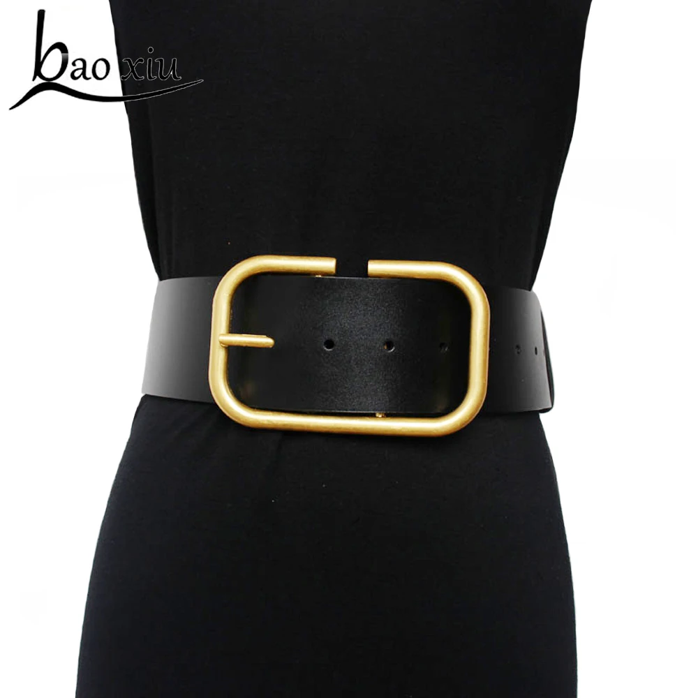 New Vintage Punk Long Belt Personality Waist Wide Black Genuine Leather Straps shirt Waistband Belt For Women Female Accessory