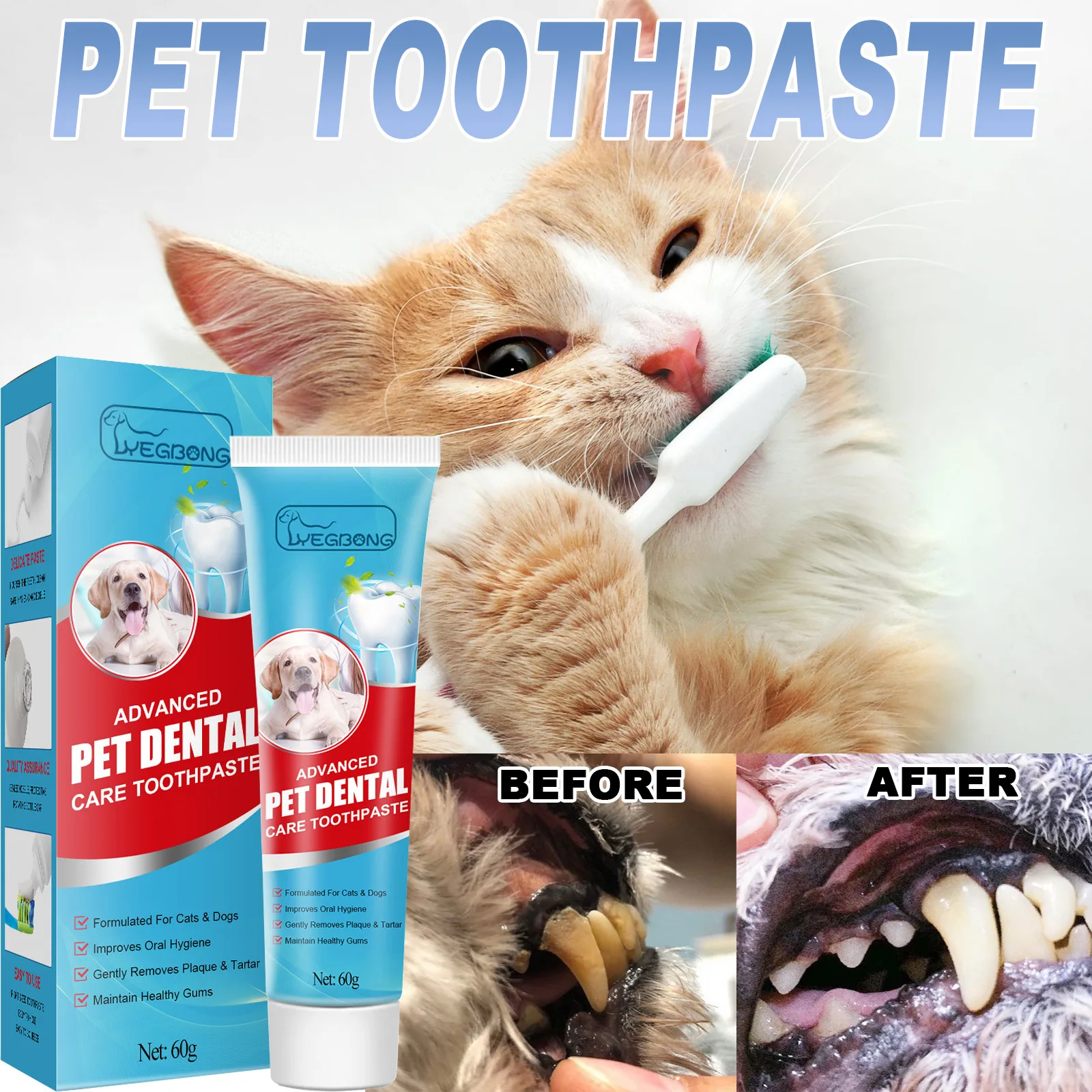 

Pet Toothpaste For Dogs Edible Helps Reduce Tartar Plaque Buildup Cleaning Prevent From Bad Breath Teeth Care Supplies Natural