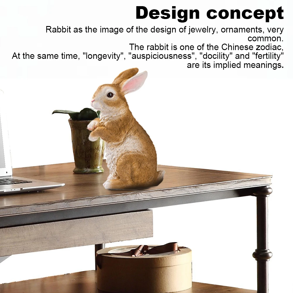 

Gift Weatherproof Animal Figurine Garden Decor Resin Ornament Home Office Indoor Outdoor Rabbit Statue Display Cute Craft Lawn