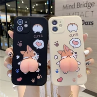 3d cute cartoon dog peach heart pinch butt soft phone case for iphone 7 8 puls x xr xs 11 12 pro max soft cover funda
