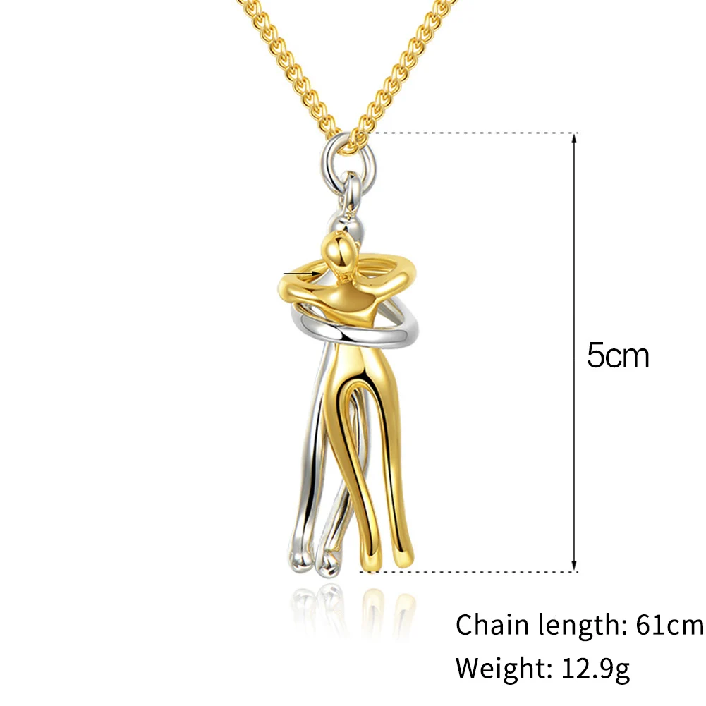 

Couple Hugging Pendant Necklace Exquisite Cartoon Necklace for women Double Color Love witness Jewelry Valentine's Day Gift