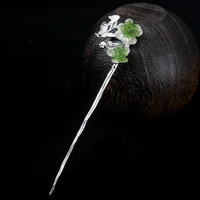 s925 sterling silver jasper hair stick butterfly flower chinese ancient hairpin wedding fine jewelry luxury hair accessories