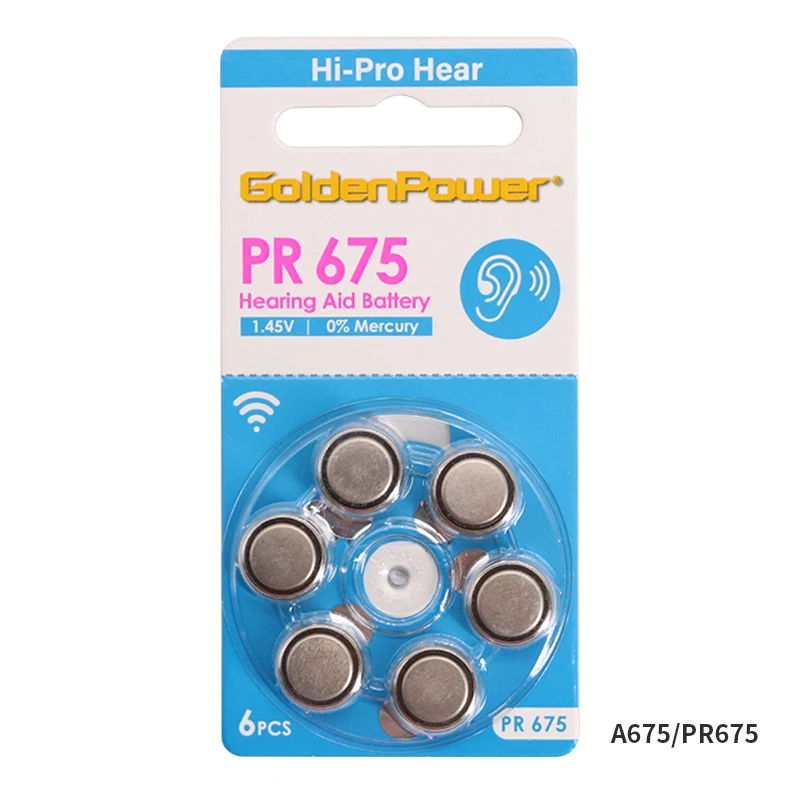 

1 Set 6 Pcs A675 Hearing Aid Batteries Size 675 Battery Hearing Aid Accessories Battery for Hearing Aids for BTE Hearing Aids