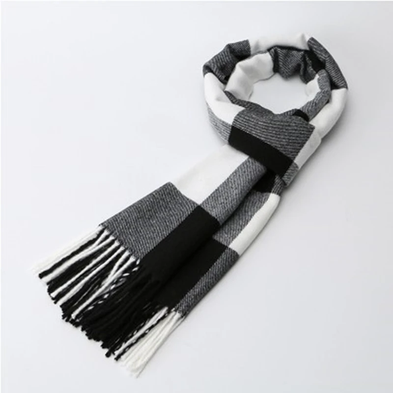 

New cashmere scarf men's scarf gift scarf fashion temperament versatile double-sided thickening warm plaid scarf ladies shawl SP