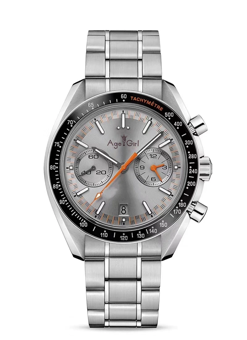 

Luxury New Men Automatic Mechanical Speed Racing Luminous Ceramic Bezel Orange White Sapphire Stainless Steel Sport Watch