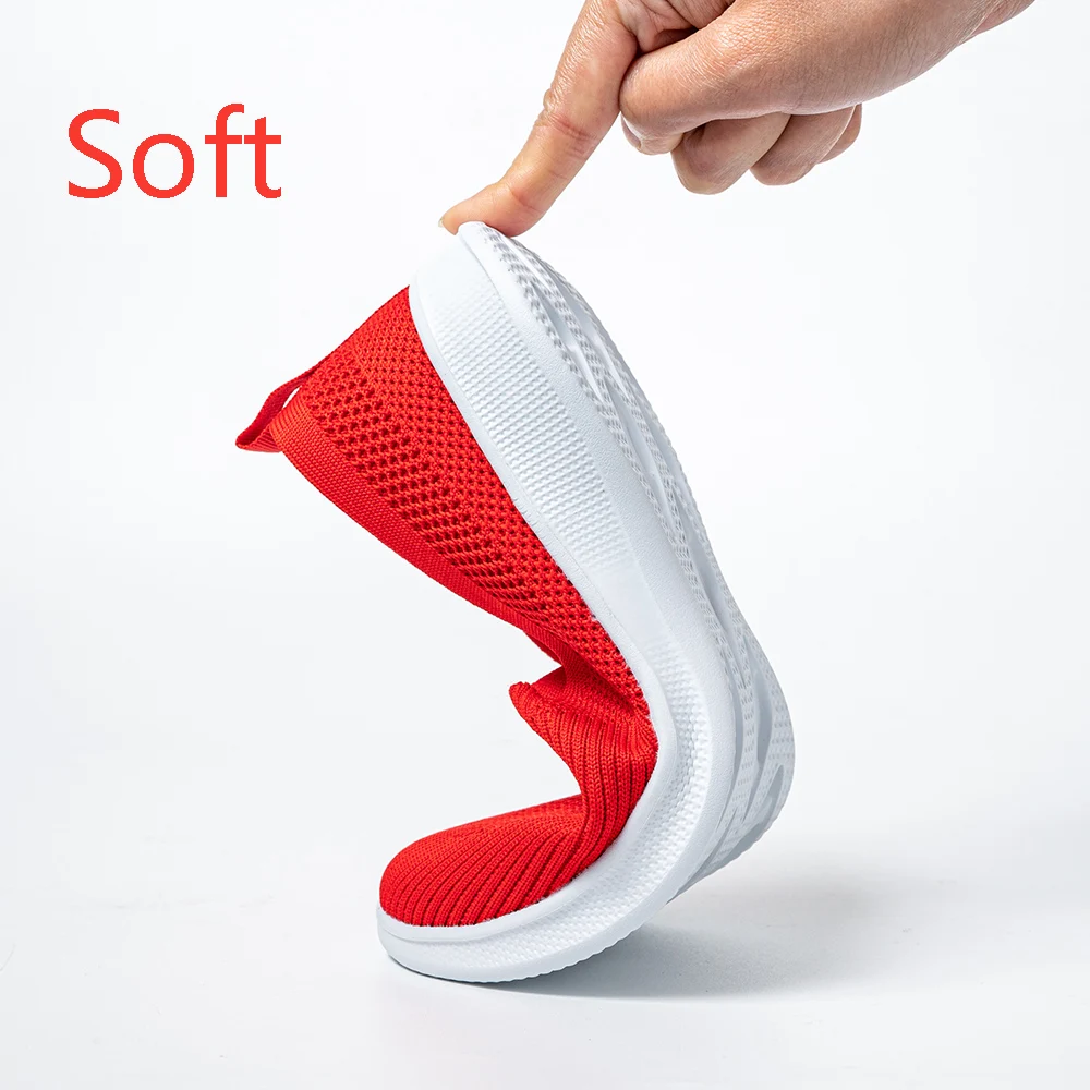 

2021 Summer Women Shoes Knitting Sock Women's Sneakers Slip On Shoes Lightweight Flat Women's sports shoes Plus Size Loafers