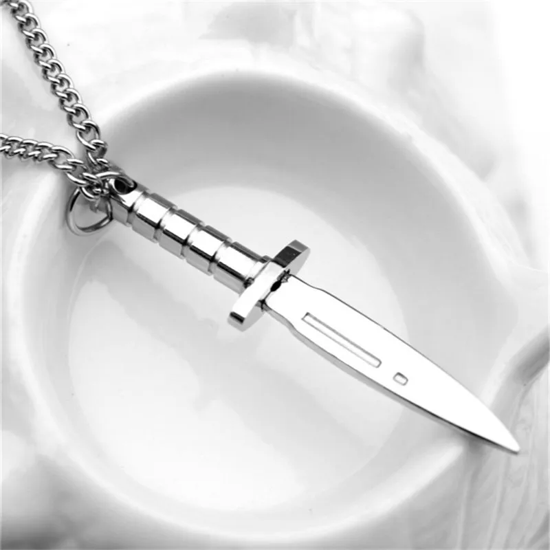 

Personality Dagger Knife Pendant Necklace For Men Male Stainless Steel Chains Necklace Best Gift Goth Hip Hop Jewelry Wholesale