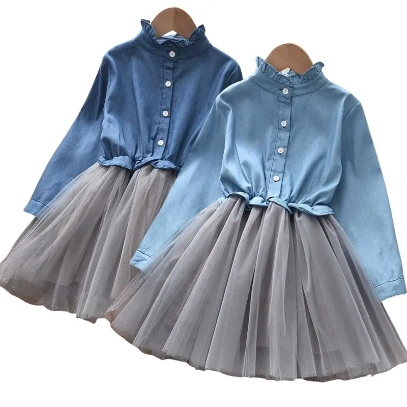

Long Sleeve Children Denim Dress New Autumn Fashion Style Baby Girls Casual Party Princess Kids Dress Children Clothes Spring