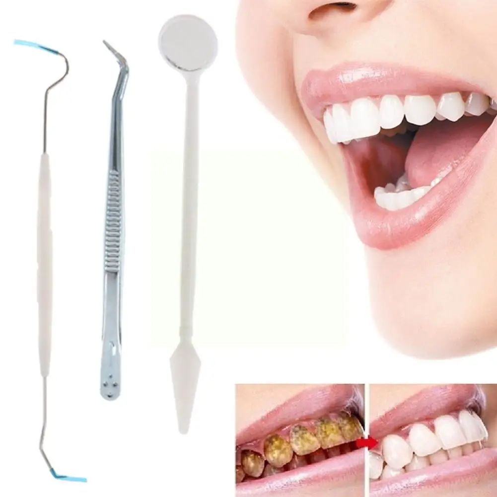 

3pcs/set Steel Dental Tools Kit Disposable Tweezers Mouth Mirror Dentists Probe Teeth Tartar Pick Scraper Equipment A0K4
