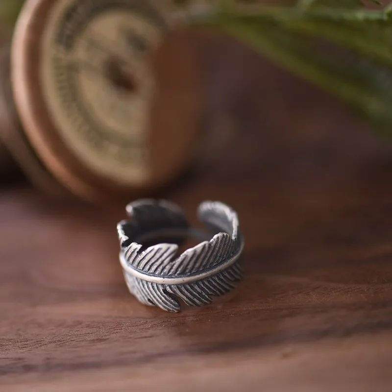 Женское кольцо с перьями из серебра 925 пробы|Кольца| |