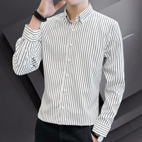 2021 version of striped shirt mens long sleeved slim shirt youth handsome casual shirt