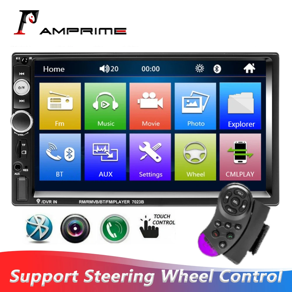 

AMPrime 2Din Автомобиль Радио сенсорный Экран 7 дюймов с Bluetooth FM радио Дисплей Поддержка рулевого колеса Управление Зеркало Ссылка