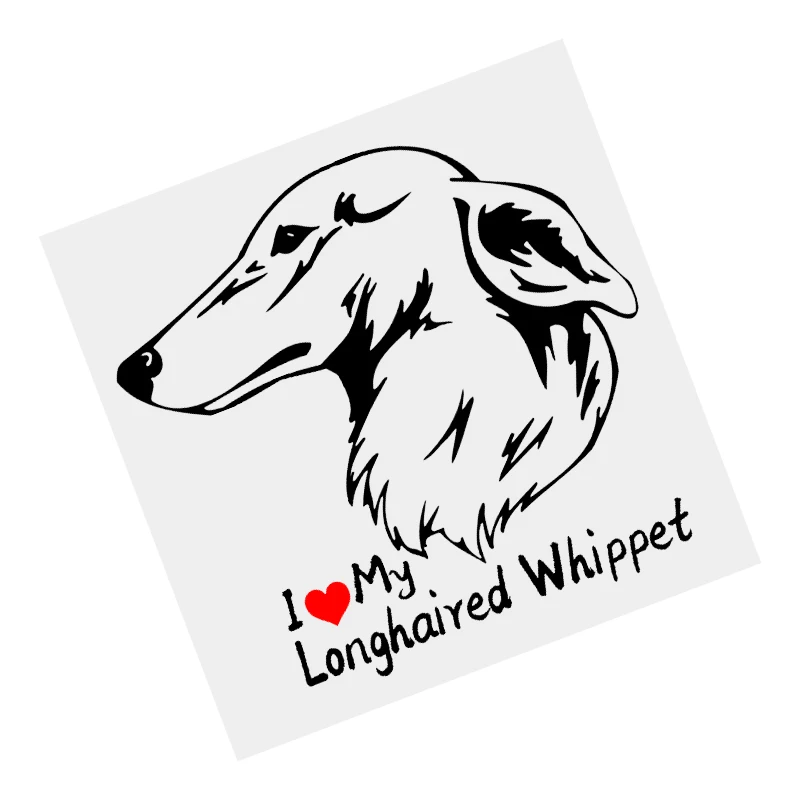

S61220 # Longhaired Whippet Dog Black Transparent Car Sticker Vinyl Decal Waterproof Decors for Motorcycle Bumper Laptop