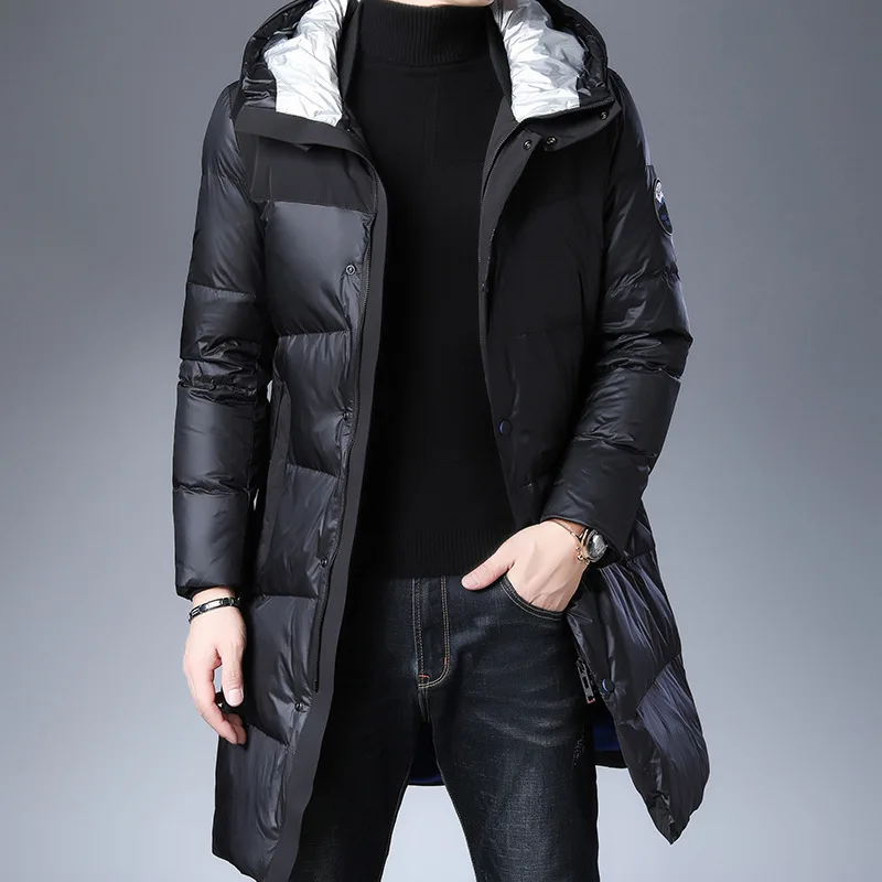 Парка мужская зимняя на гусином пуху черная с капюшоном | Мужская одежда
