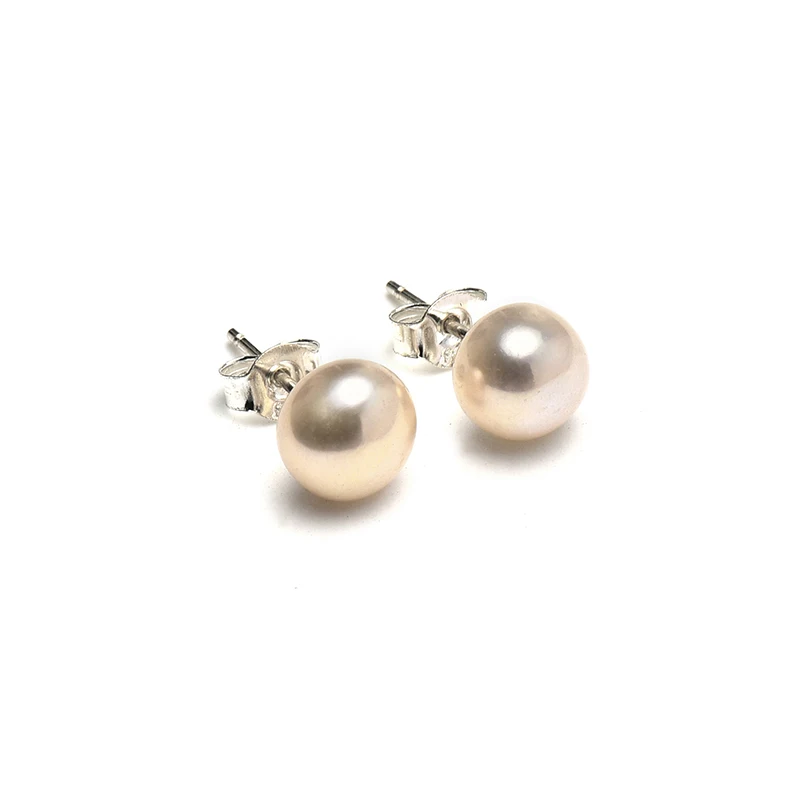 Orange Color Pearls Beads 9-10mm 925 Sterling Silver For Handmade Diy Freshwater Earrings Elegant Women H577 | Украшения и