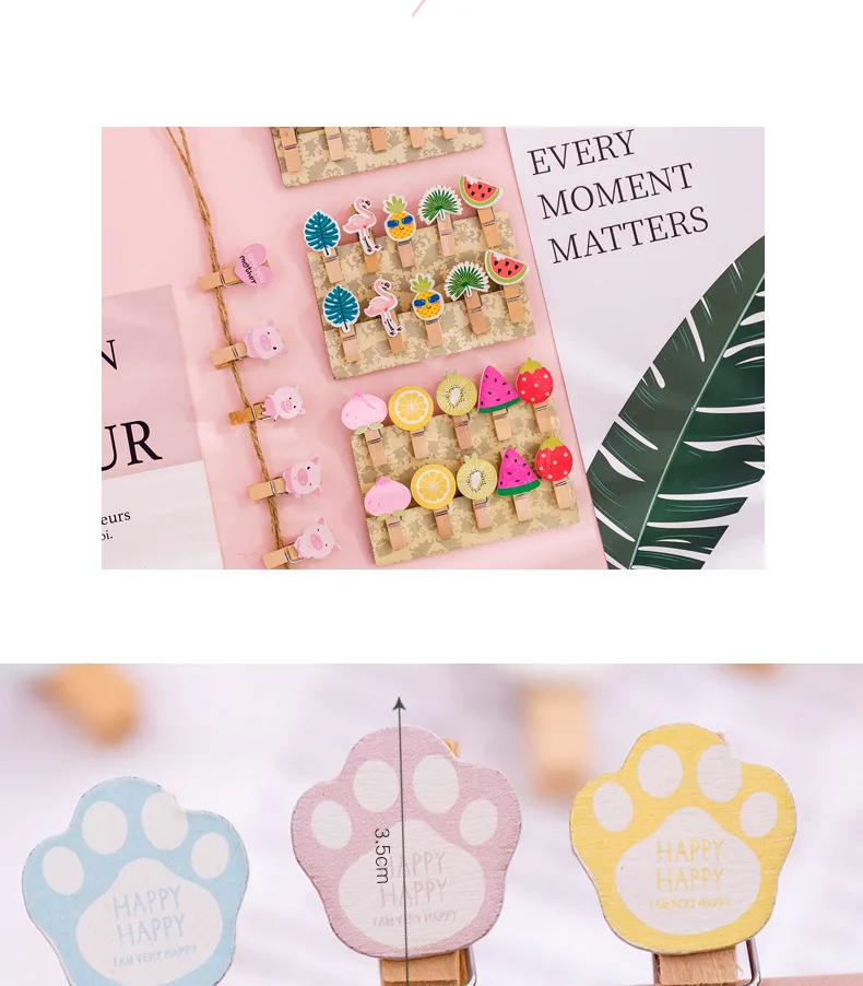 8/10/12 Pcs Mini Natural Wooden Photo Clips Christmas Snowman Duck Heart Owl shaped Clips Clothespin Craft Decoration Clips Pegs