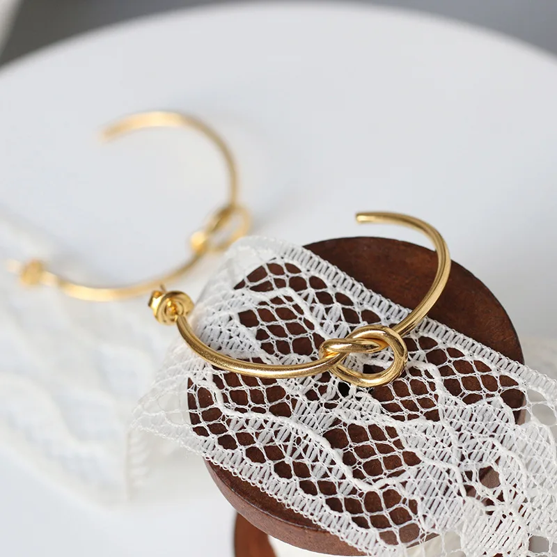 Amaiyllis 1pc 18K Gold Retro Modern Rope Knot Big Earrings Fashion Industrial Wind For Women Jewelry Christmas Gift | Украшения и