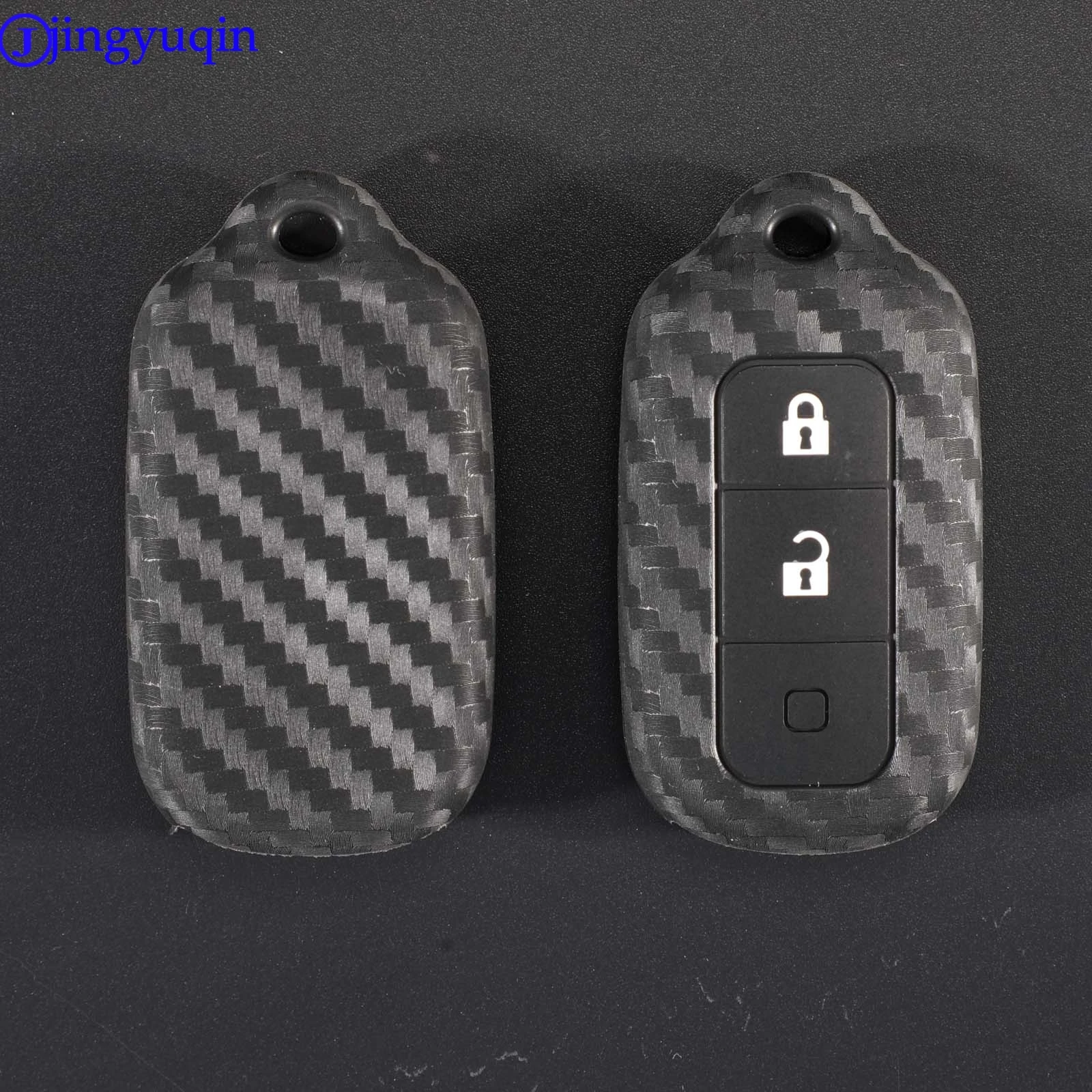 

Силиконовый чехол для ключей jingyuqin из углеродного волокна с 3 кнопками для Toyota, пустой чехол для автомобильных ключей
