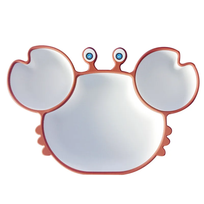 

Integrated all silicone plate, cartoon crab partition bowl, anti falling and anti slip auxiliary food training tableware set