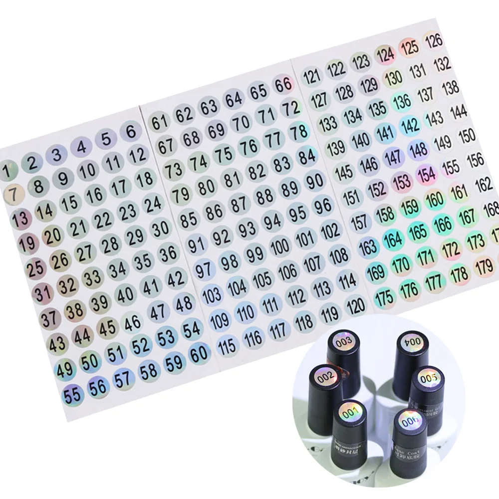 

10pcs/lot Waterproof 1-240 Laser Number Label Sticker For DIY Craft Self Adhesive Nail Polish Lipstick Color Number Tags Sticker