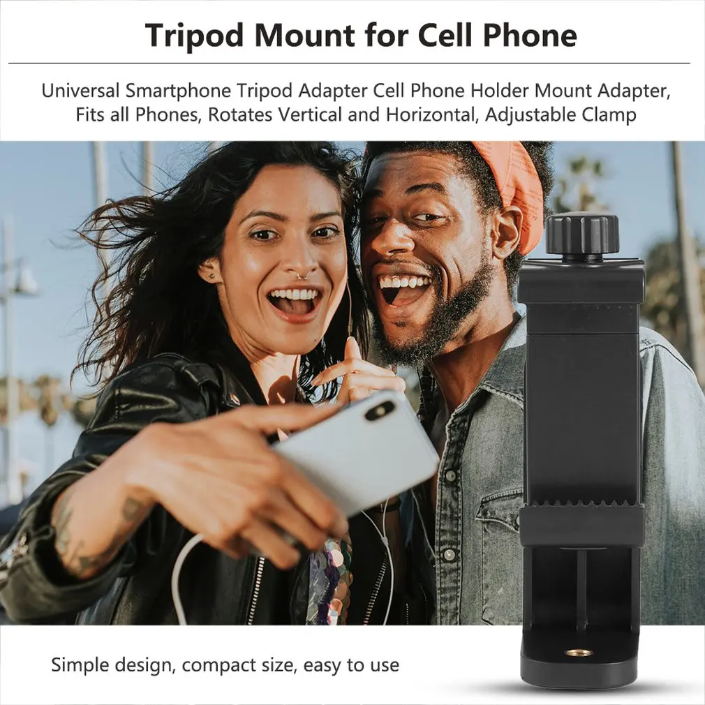 universal adjustable tripod mount cell phone clip vertical bracket clip clamp holder 360 adapter for smartphone hot dropshipping free global shipping