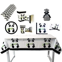 birthday party supplies pennant paper plate straws popcorn box paper cup panda disposable tableware graduation party decoration