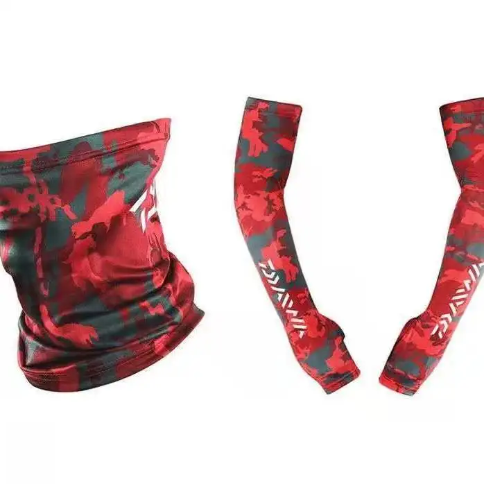 

1 Pair Outdoor Sun Protection Arm Sleeve Summer Men and Women Ice Silk Fishing Sleeve Fingerless Gloves with Scarf