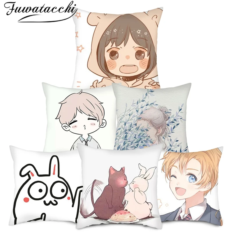 

Fuwatacchi Cartoon Boys and Girls Photo Cushion Cover Cute Couple's Gift Pillow Covers for Home Decorative Pillowcase 450mm450mm