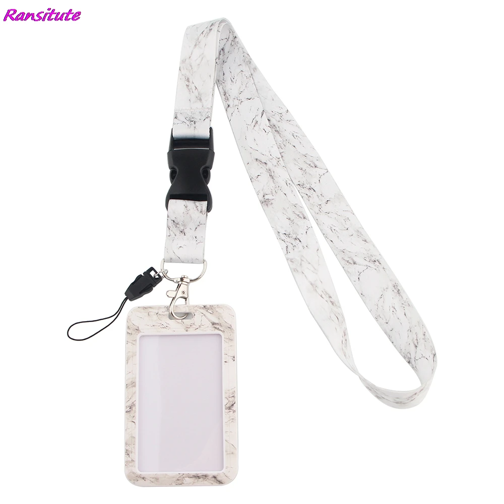 Ransitute R1423 белый Мрамор творческих шнурки держатель для карт студентов с завязками
