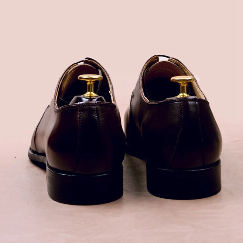 

New Classic Genuine Leather Men's Handmade Formal Office Oxfords Pointed Toe Laces Man Derby Bridal Party Shoes For Male FWL266