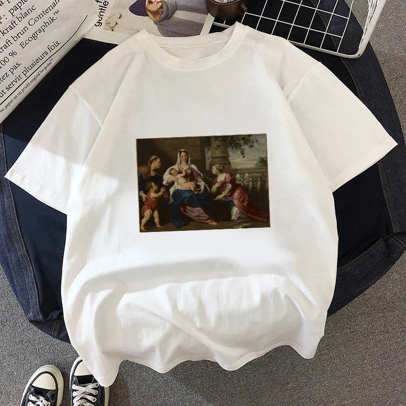 

2021 New Female Clothing Women T Shirts Fashion T-Shirt Graphic Oil Painting Casual Summer Short Sleeve Streetwear Aesthetic Tee