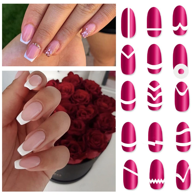 24 стиля наклейки для французского маникюра и дизайна ногтей стикеры салона