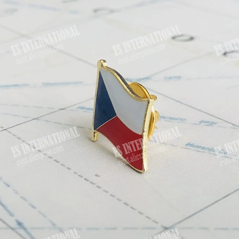 Czech Republic National Flag Lapel Pins Crystal Epoxy Metal Enamel Badge Paint Brooch Souvenir Suit personality Commemorative | Дом и сад