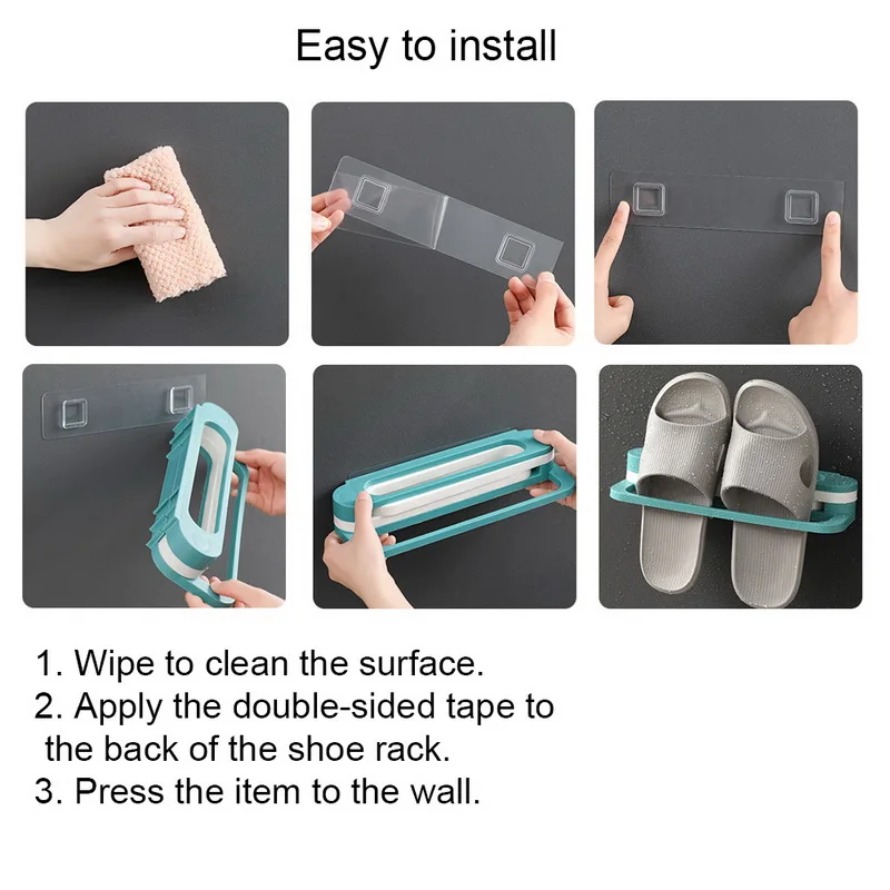 Adjustable Space-saving Wall-mounted Slipper Shoes Rack Support Slot No-punch Bathroom Shower Shelf Cabinet Stand Holder | Дом и сад
