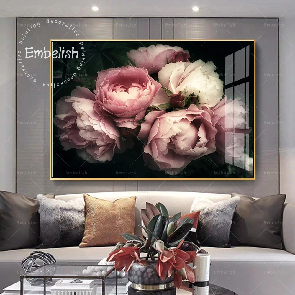 

1 Pieces Beautiful Flowers Bouquet Of Pink Roses HD Spray On Canvas Oil Paintings For Living Room Home Decor Posters Artworks