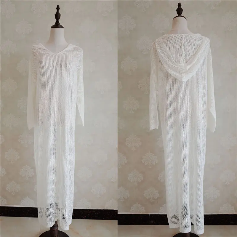 2021 длинные вязаные пляжные платья с капюшоном парео пляжный купальник накидка