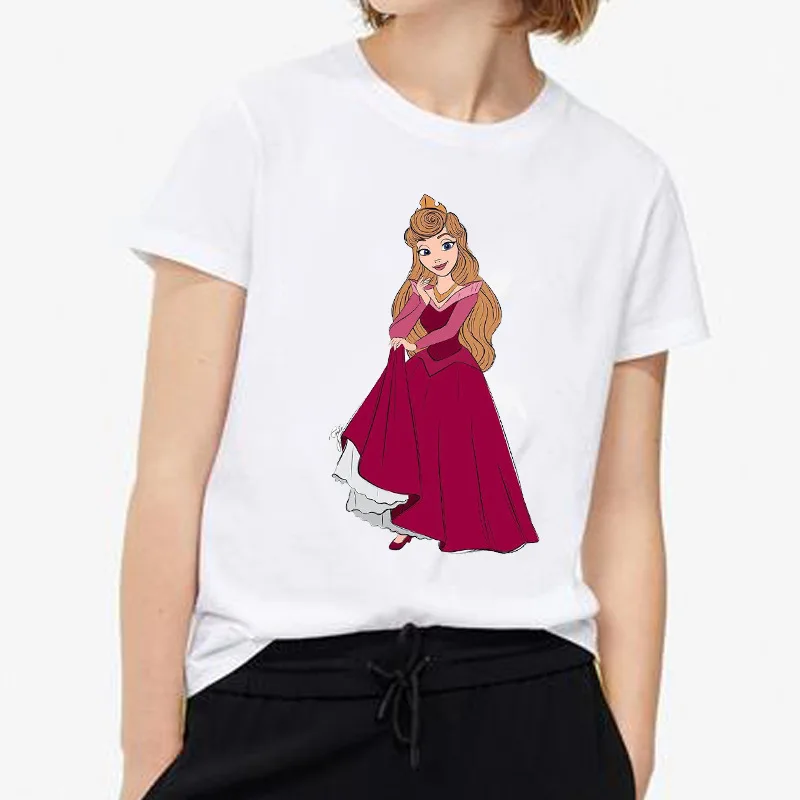 Футболка женская с графическим принтом Модный белый топ милой принцессой в стиле